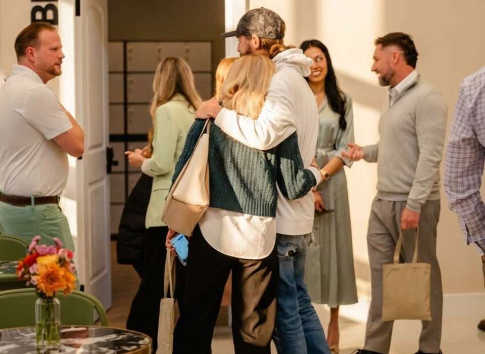 Two women connecting at a recovery center